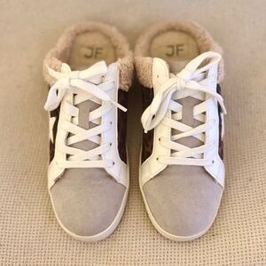 JustFab White and Brown Sneakers